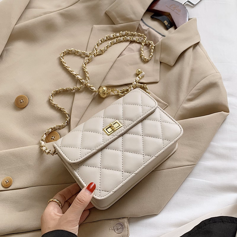 Túi Xách Nữ Họa Tiết Hình Vuông Khóa Chữ H - Jinbbq