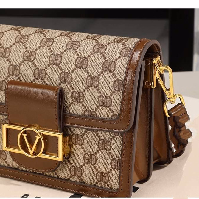 Túi Xách Nữ Đeo Chéo Chữ V Hai Dây Da Và Dây Bản To - Jinbbq - Ảnh 4