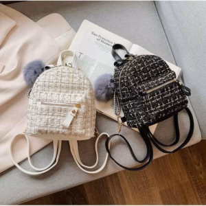 Balo Nữ Mini Vải Dạ Kim Tuyến Kèm Cục Bông - Ausa House