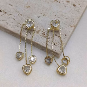 Bông Tai Trái Tim Kim Cương Tassel - Mushroom Lee