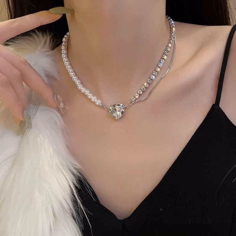 Vòng Cổ Tim Đá Mix Ngọc Sang Trọng Vc231 - Lady'S Passion