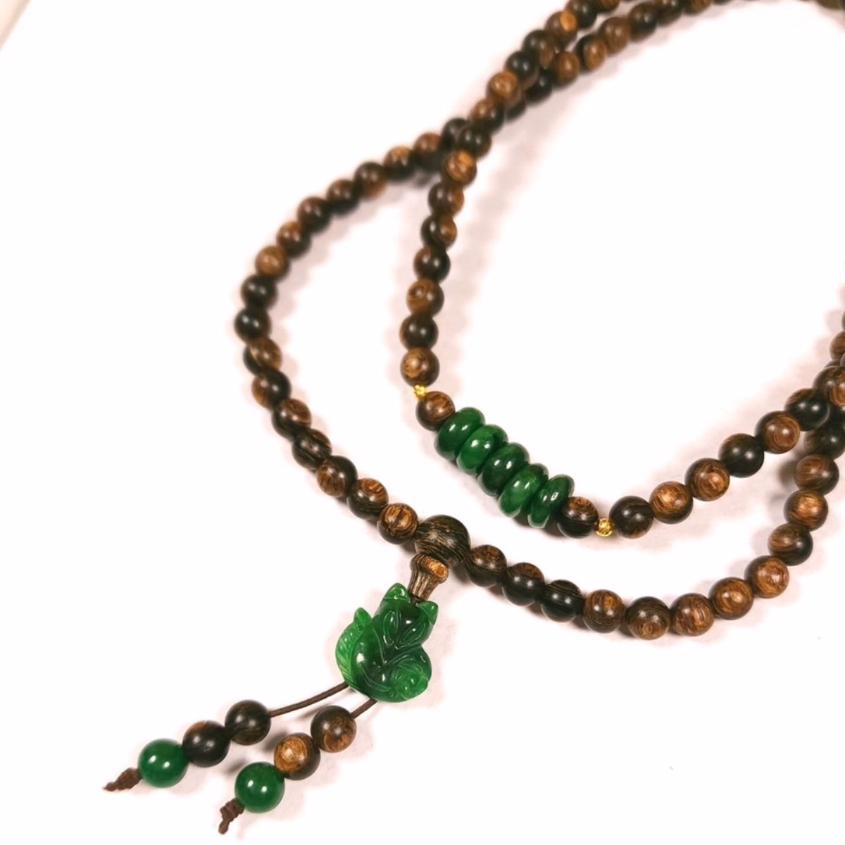 Vòng Tay Trầm Hương Sánh Phối Ngũ Điếu - Hồ Ly Ngọc Cẩm Thạch Sơn Thủy Thiên Nhiên - Freesize 108 Hạt 6 Ly - Thắng Giang - Ảnh 7