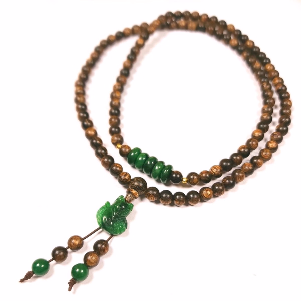 Vòng Tay Trầm Hương Sánh Phối Ngũ Điếu - Hồ Ly Ngọc Cẩm Thạch Sơn Thủy Thiên Nhiên - Freesize 108 Hạt 6 Ly - Thắng Giang - Ảnh 8