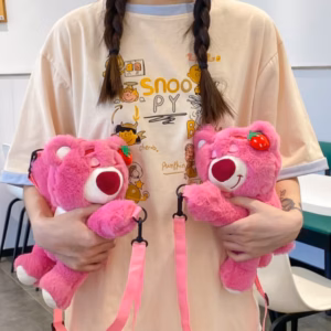 Túi Gấu Dâu Lotso Ôm Chéo Dễ Thương, Túi Đeo Chéo Gấu Hồng Nhân Vật Hoạt Hình Hottrend 2022 - Dmastore