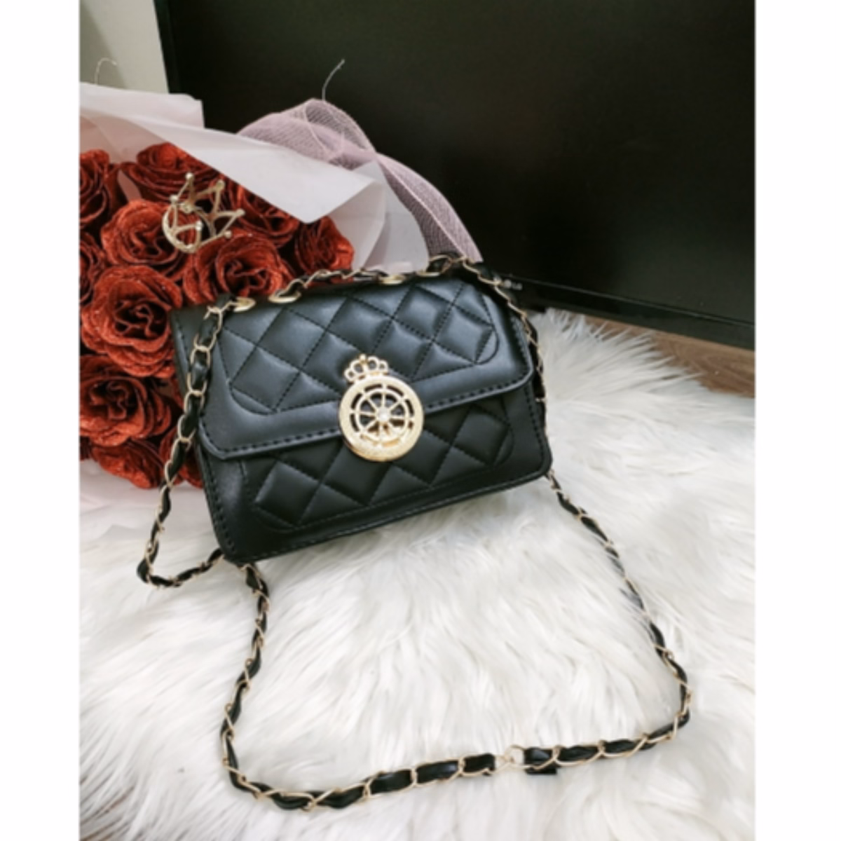 Túi Xách Nữ Đeo Chéo Khóa Vương Miện Tròn Ctb22 - Bechip - Ảnh 8