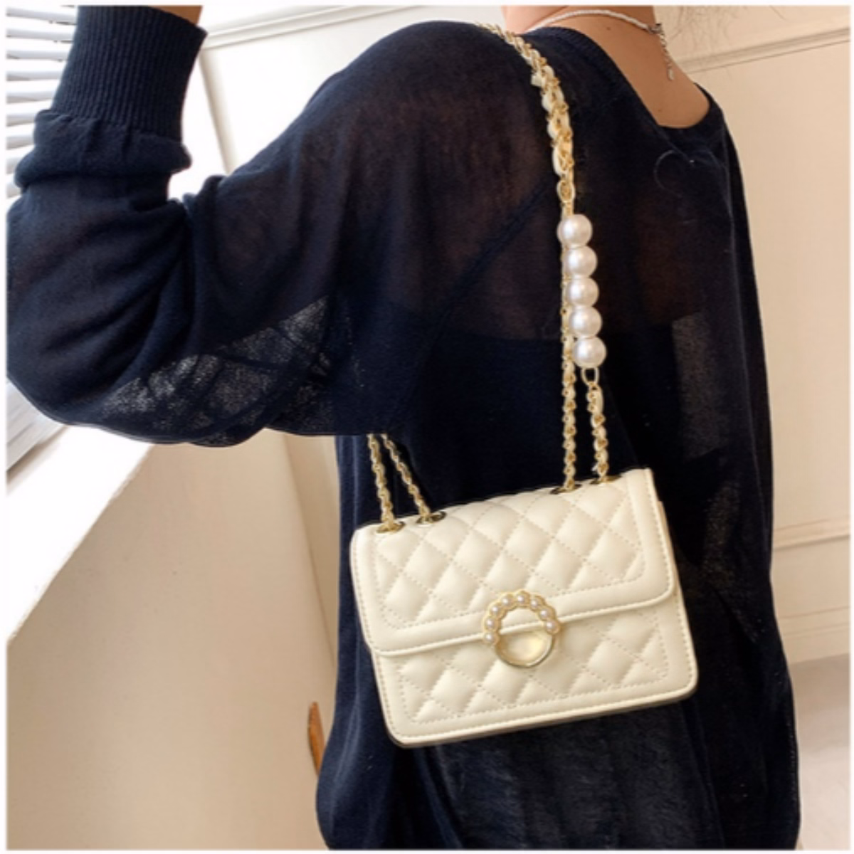 Túi Xách Nữ Đeo Chéo Dây Xích Phối Ngọc Cao Cấp Ctb21 - Bechip - Ảnh 8