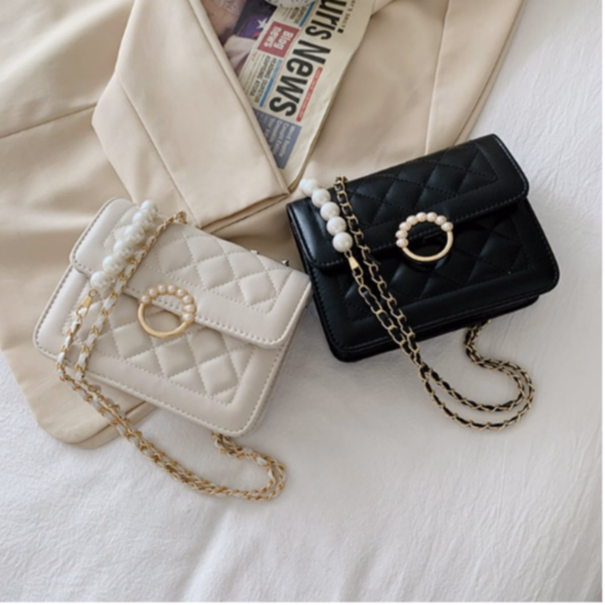 Túi Xách Nữ Đeo Chéo Dây Xích Phối Ngọc Cao Cấp Ctb21 - Bechip - Ảnh 2