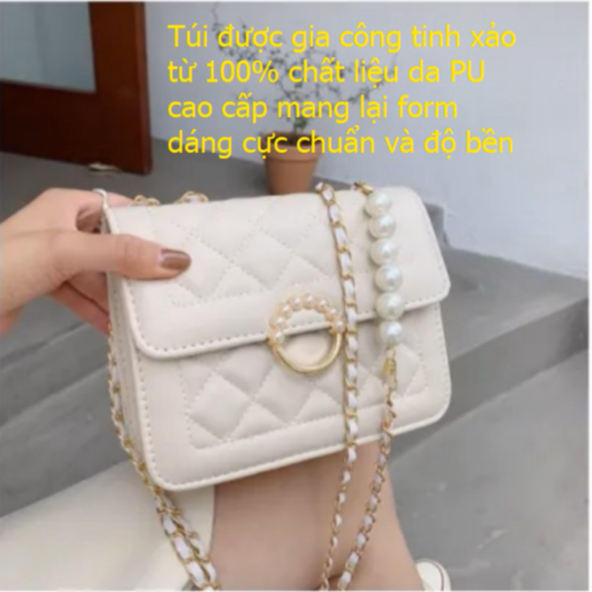 Túi Xách Nữ Đeo Chéo Dây Xích Phối Ngọc Cao Cấp Ctb21 - Bechip - Ảnh 6