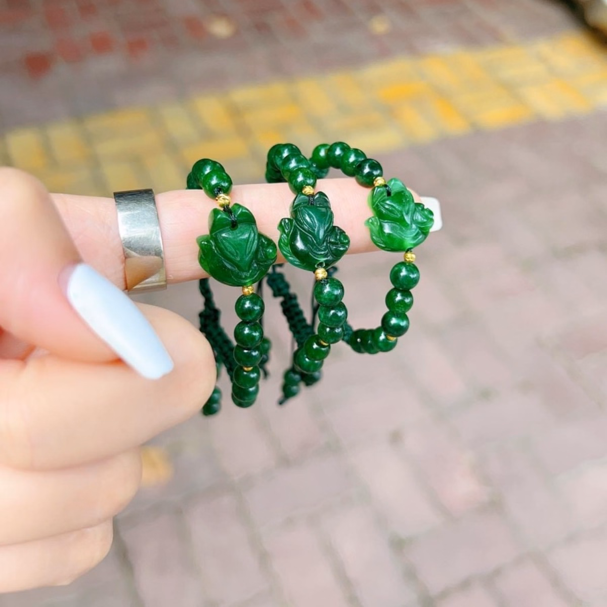 Vòng Tay Hồ Ly Ngọc Cẩm Thạch Sơn Thủy Thiên Nhiên Tết Dây Bi Xi Vàng - Thắng Giang - Ảnh 2