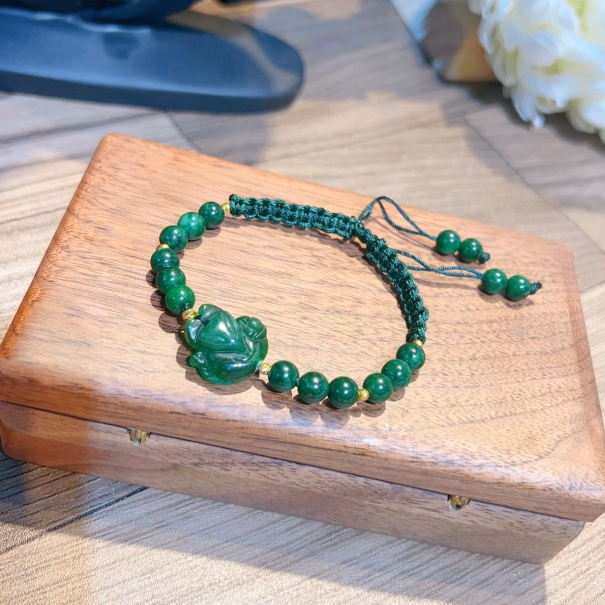 Vòng Tay Hồ Ly Ngọc Cẩm Thạch Sơn Thủy Thiên Nhiên Tết Dây Bi Xi Vàng - Thắng Giang - Ảnh 3