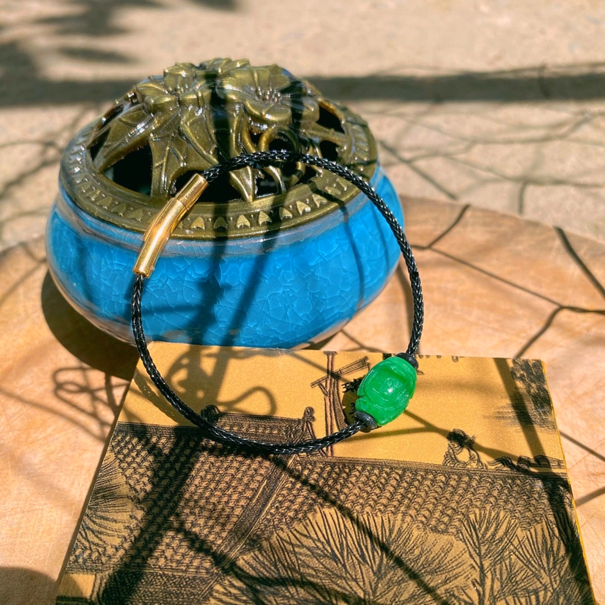 Vòng Tay Lu Thống Ngọc Cẩm Thạch Trạm Xu Bầu Dục - Thắng Giang