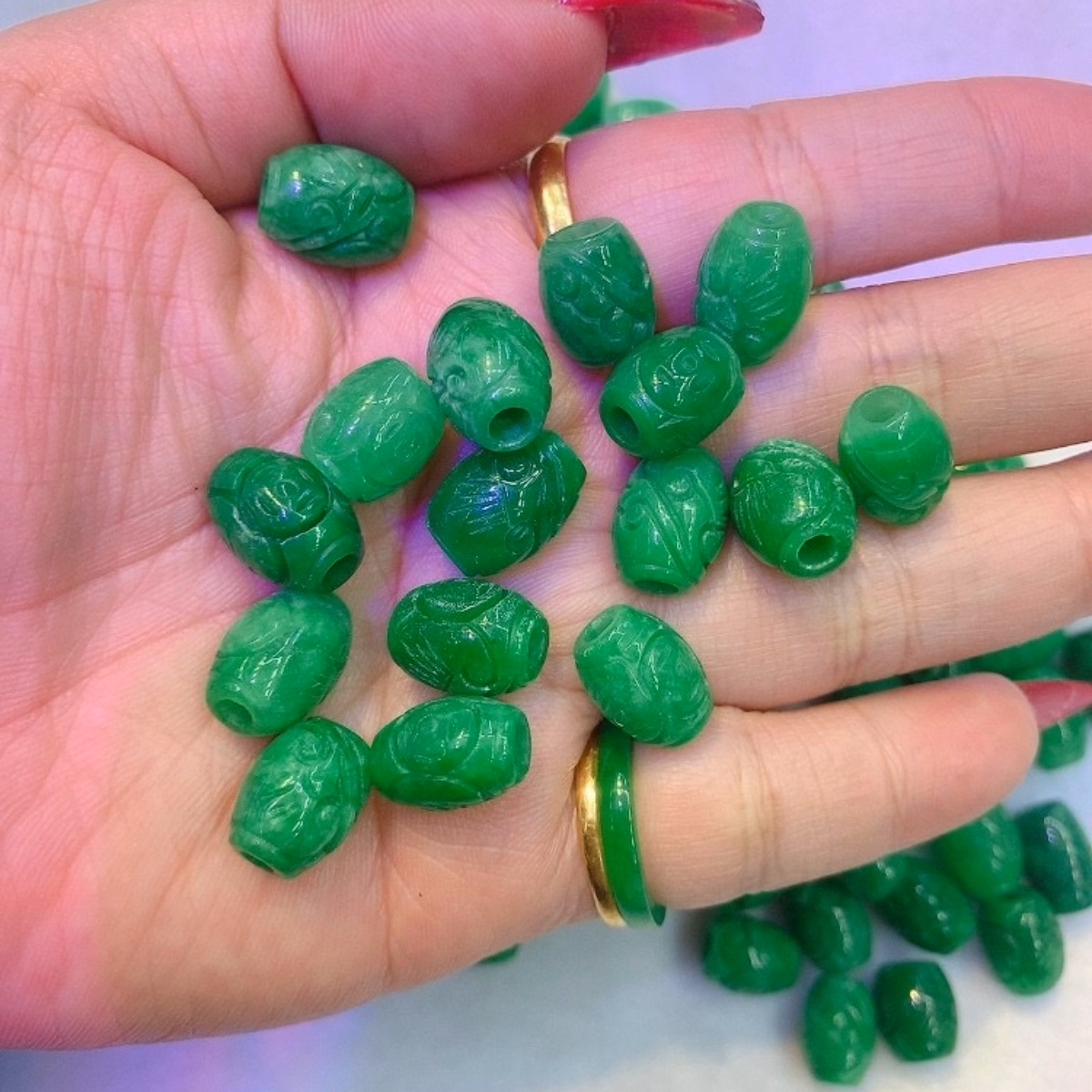 Vòng Tay Lu Thống Ngọc Cẩm Thạch Trạm Xu Bầu Dục - Thắng Giang - Ảnh 2