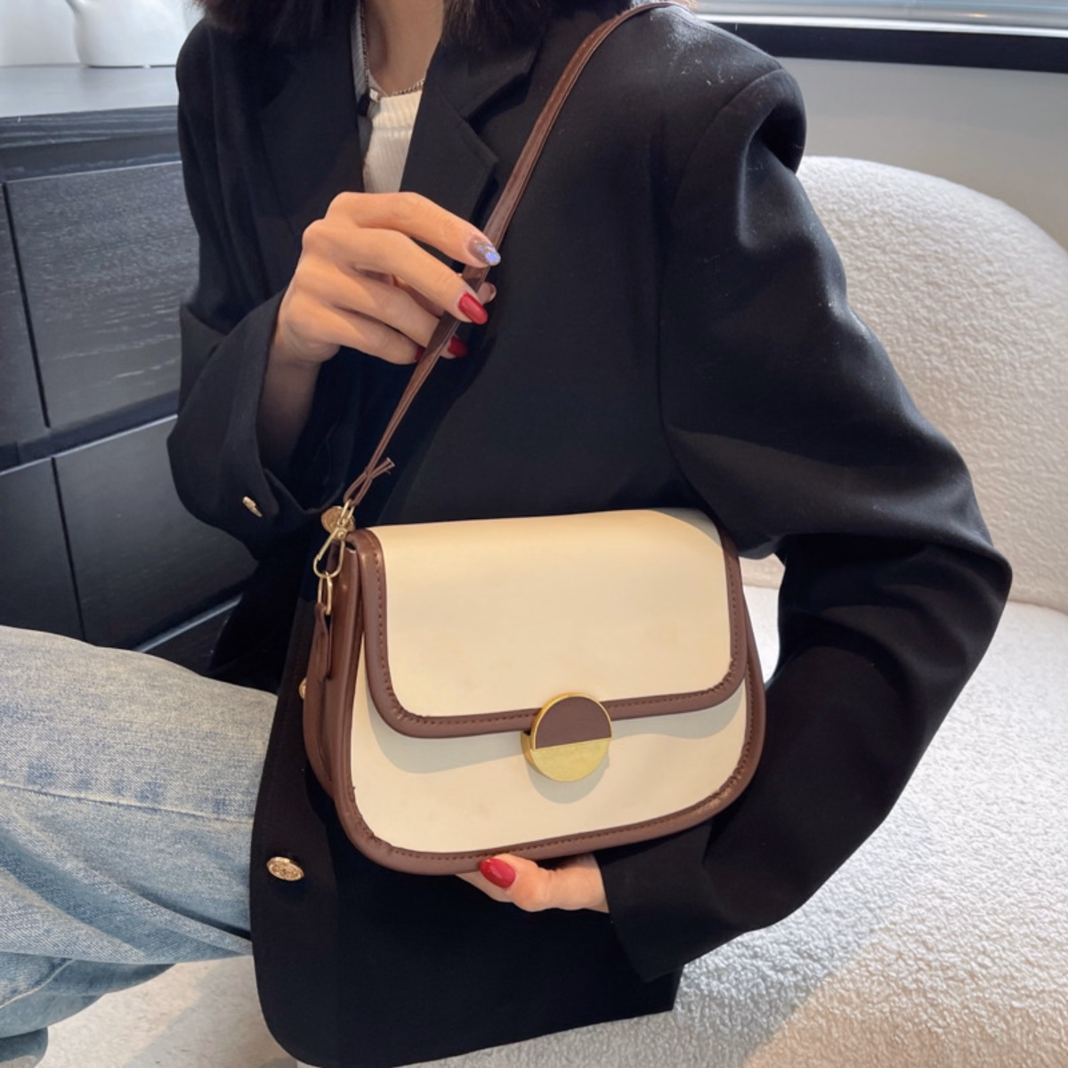 Túi Xách Nữ Da Khóa Xoay Bán Nguyệt - Ausa House - Ảnh 5