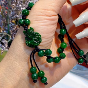 Vòng Tay Hồ Ly Ngọc Cẩm Thạch Sơn Thủy Tết Dây Hạt Cách Điệu - Thắng Giang