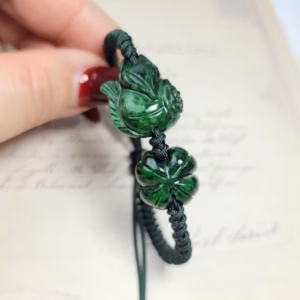 Vòng Tay Hồ Ly Cỏ Bốn Lá Ngọc Cẩm Thạch Tết Dây Chỉ May Mắn - Thắng Giang