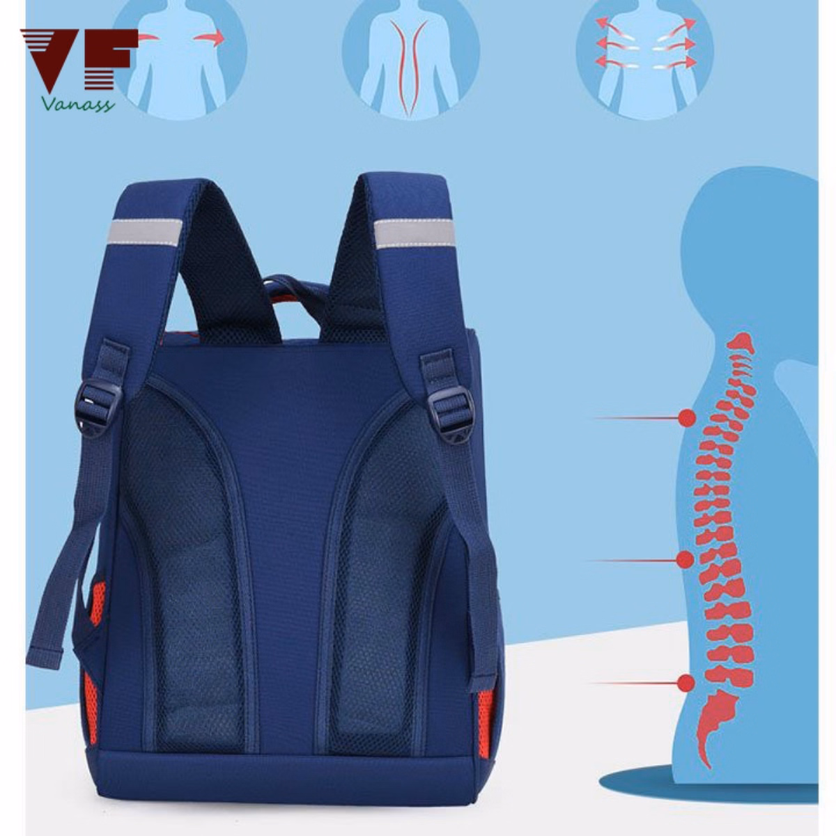 Balo Học Sinh Cấp 1 In Họa Tiết Chống Gù Lưng Cao Cấp - Vanass - Ảnh 5