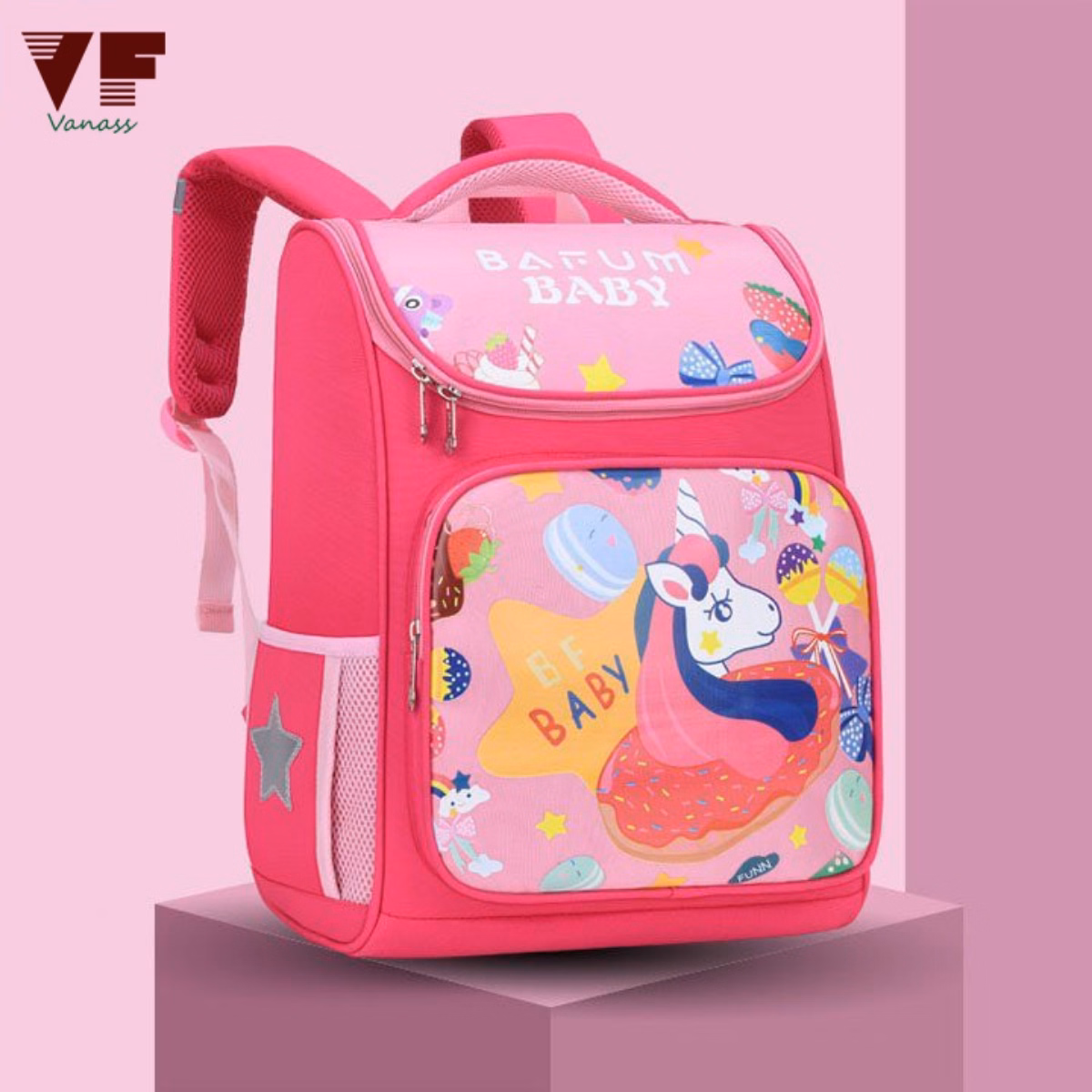 Balo Học Sinh Cấp 1 In Họa Tiết Chống Gù Lưng Cao Cấp - Vanass - Ảnh 2