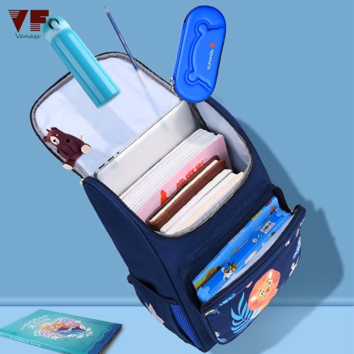 Balo Học Sinh Cấp 1 In Họa Tiết Chống Gù Lưng Cao Cấp - Vanass - Ảnh 6