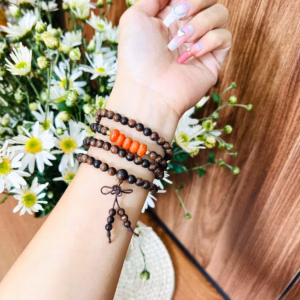 Vòng Tay Trầm Hương Sánh Chìm Thiên Nhiên Phối Ngũ Điếu Ngọc Cẩm Thạch Huyết - Thắng Giang
