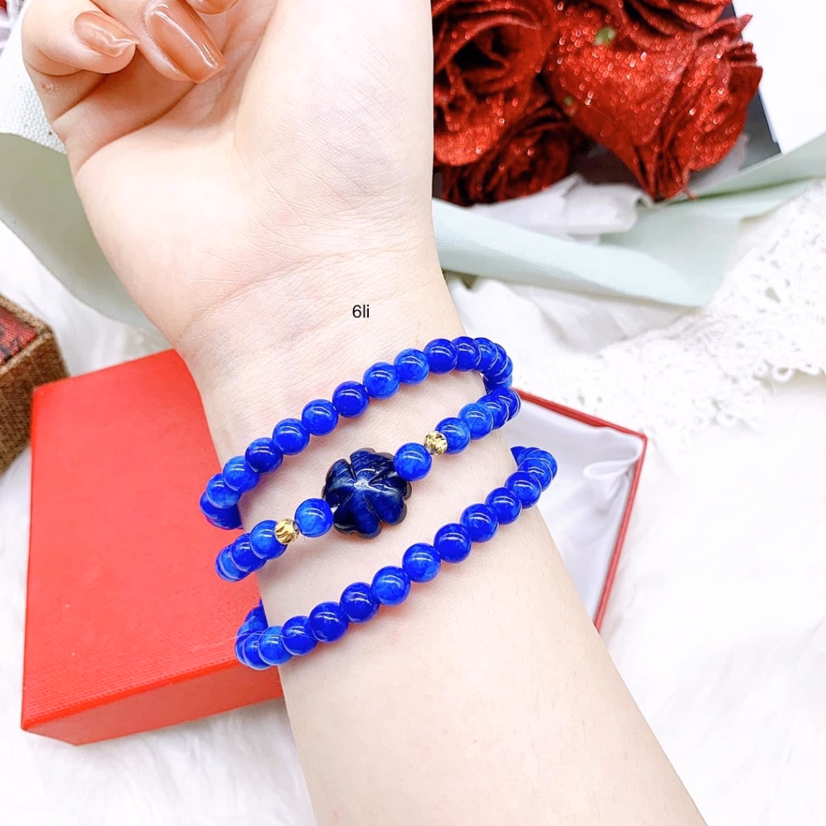 Vòng Tay Cỏ Bốn Lá Đá Lapis Lazuli Thiên Thanh Thiên Nhiên - Thắng Giang - Ảnh 3