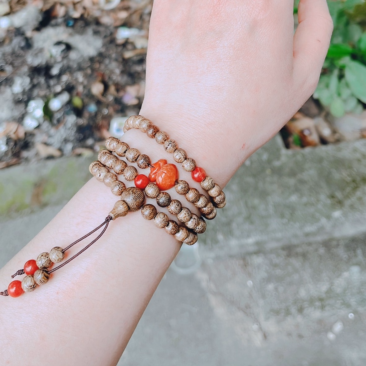 Vòng Tay Trầm Hương Tốc Phối Túi Tiền Ngọc Cẩm Thạch Huyết Thiên Nhiên - Thắng Giang - Ảnh 7