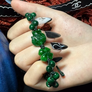 Vòng Tay Hồ Ly Cỏ Bốn Lá Ngọc Cẩm Thạch Sơn Thủy Thiên Nhiên Tết Hạt - Thắng Giang