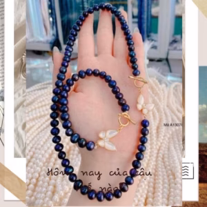 Bộ Trắng Sức Ngọc Trai Đen Nuôi Nược Ngọt Thiên Nhiên Khóa Hình Bướm - Thắng Giang