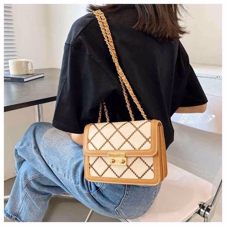 Túi Xách Nữ Kẻ Ô Hình Thoi Khóa Miu Vl01 - Jinbbq - Ảnh 3