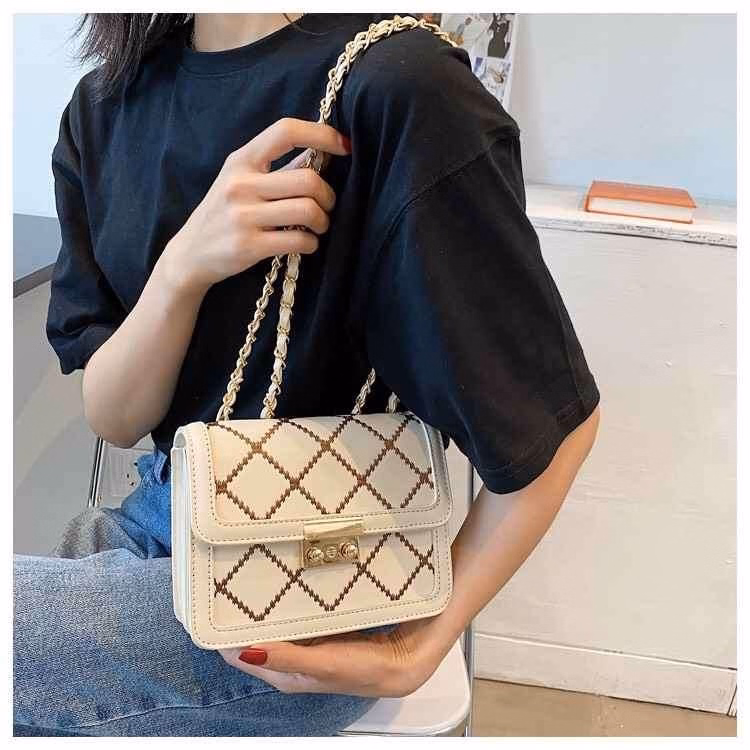 Túi Xách Nữ Kẻ Ô Hình Thoi Khóa Miu Vl01 - Jinbbq - Ảnh 6