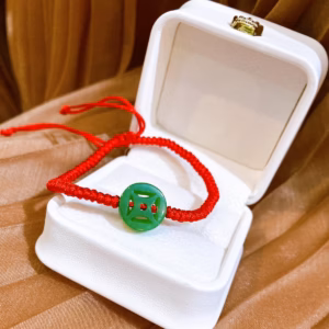 Vòng Tay Xu Kim Tiền Ngọc Cẩm Thạch Thiên Nhiên Tết Chỉ May Mắn - Thắng Giang