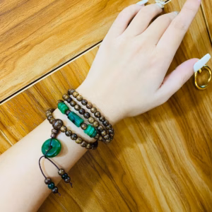 Vòng Tay Trầm Hương Tốc Thiên Nhiên Phối Lu Thống Đồng Điếu Ngọc Cẩm Thạch Sơn Thủy - Thắng Giang