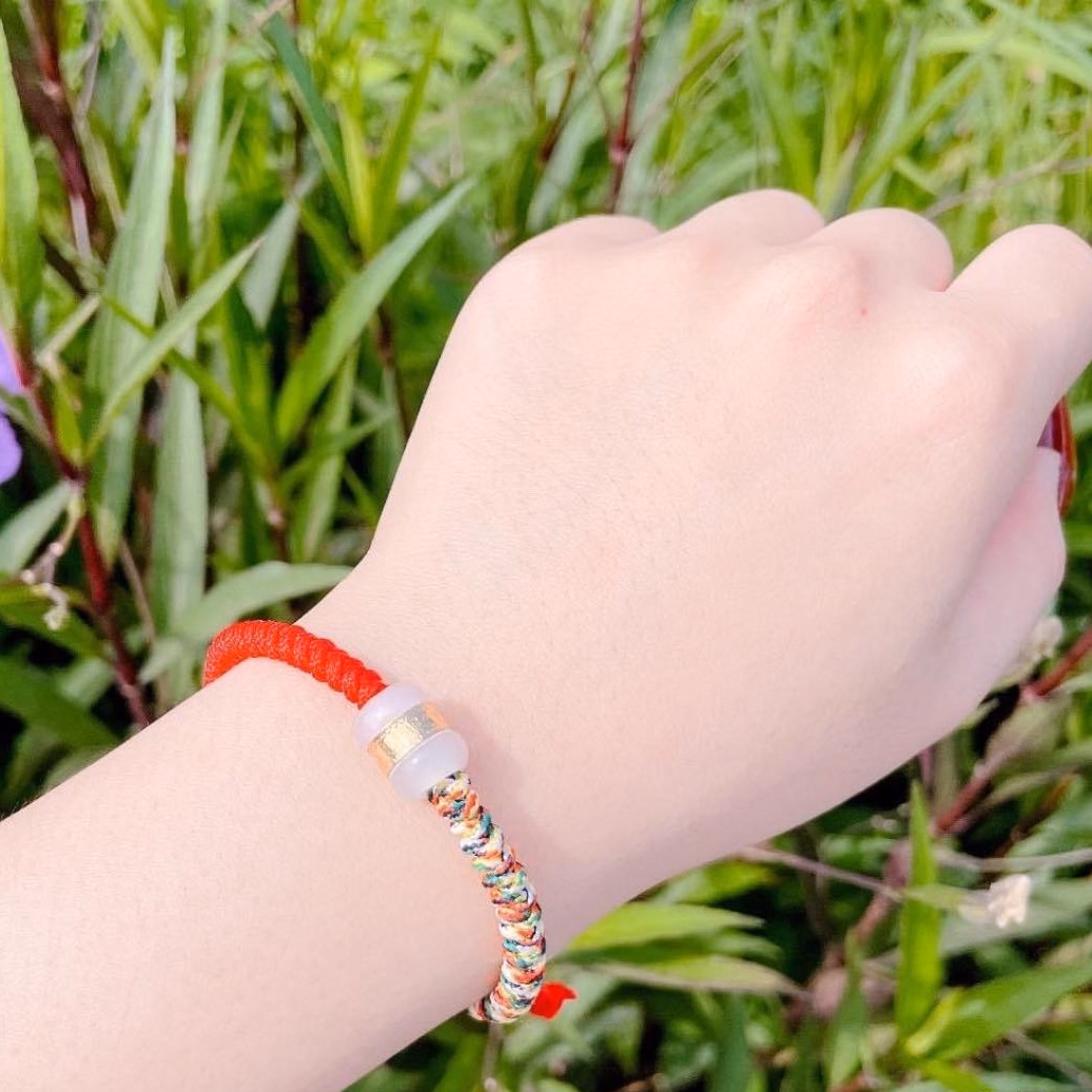 Vòng Tay Lu Thống Ngọc Giác Vàng 24 Kara Tết Chỉ Ngũ Sắc - Thắng Giang - Ảnh 2