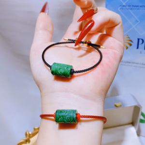 Vòng Tay Lu Thống Ngọc Cẩm Thạch Trạm Khắc Kim Tiền - Thắng Giang