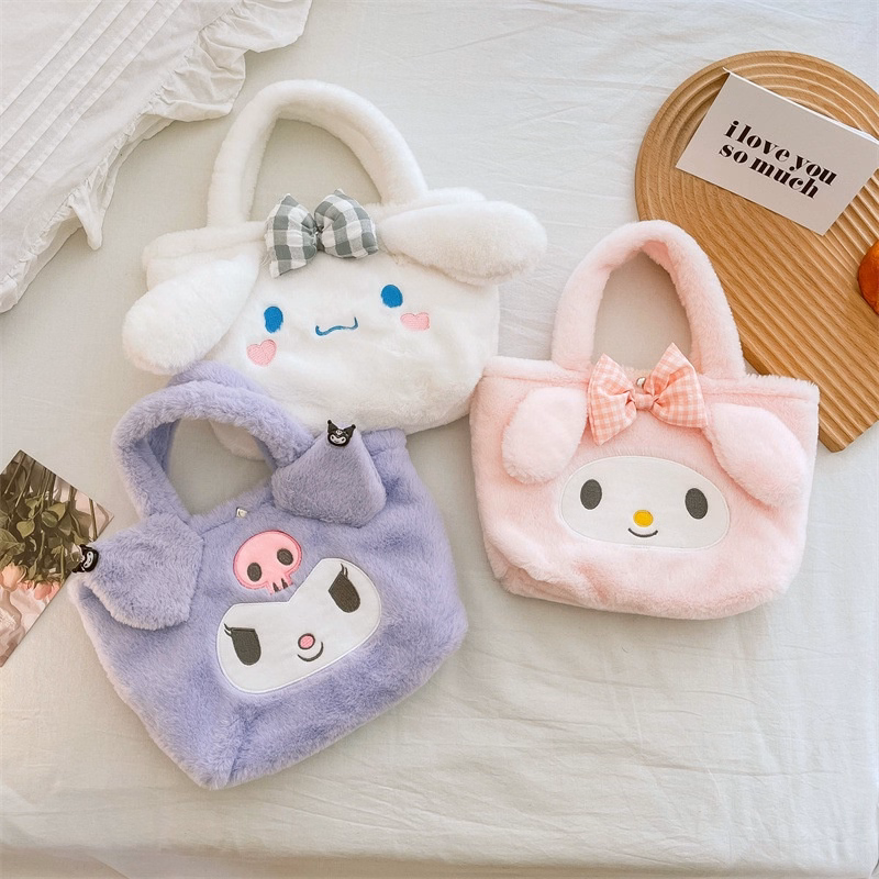 Túi Xách Tay Gấu Bông Kuromi Xinh Xắn Mềm Mại Cho Bạn Nữ,Túi Xách Kawaii Sanrio Lolita Nhật Bản Dễ Thương - Dmastore - Ảnh 7