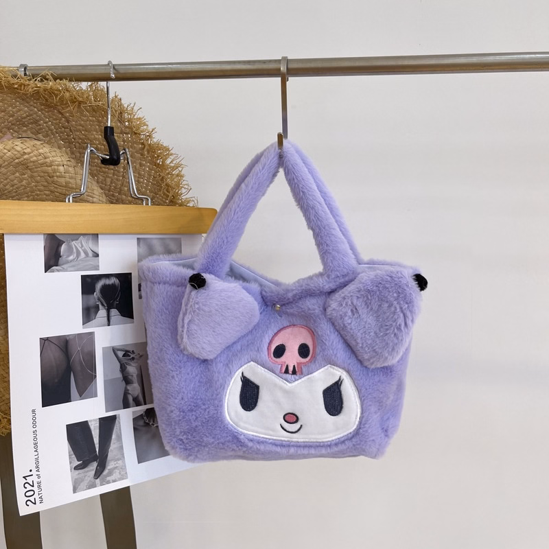 Túi Xách Tay Gấu Bông Kuromi Xinh Xắn Mềm Mại Cho Bạn Nữ,Túi Xách Kawaii Sanrio Lolita Nhật Bản Dễ Thương - Dmastore - Ảnh 4