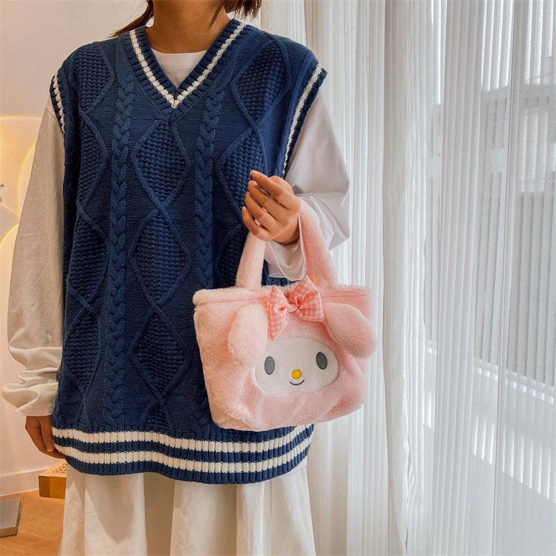 Túi Xách Tay Gấu Bông Kuromi Xinh Xắn Mềm Mại Cho Bạn Nữ,Túi Xách Kawaii Sanrio Lolita Nhật Bản Dễ Thương - Dmastore - Ảnh 6