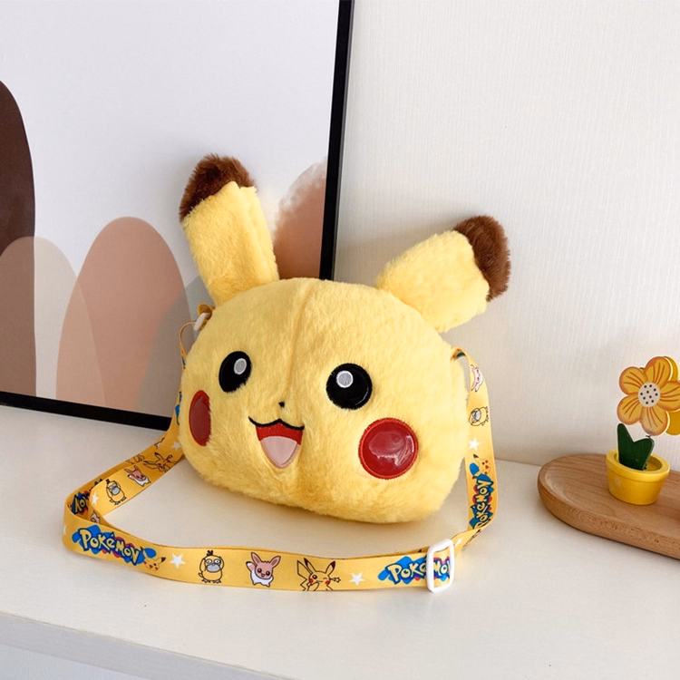 Túi Pikachu Đeo Chéo Siêu Dễ Thương, Túi Đeo Chéo Thú Bông Pokemon Có Dây Đeo In Hình Độc Lạ - Dmastore - Ảnh 4
