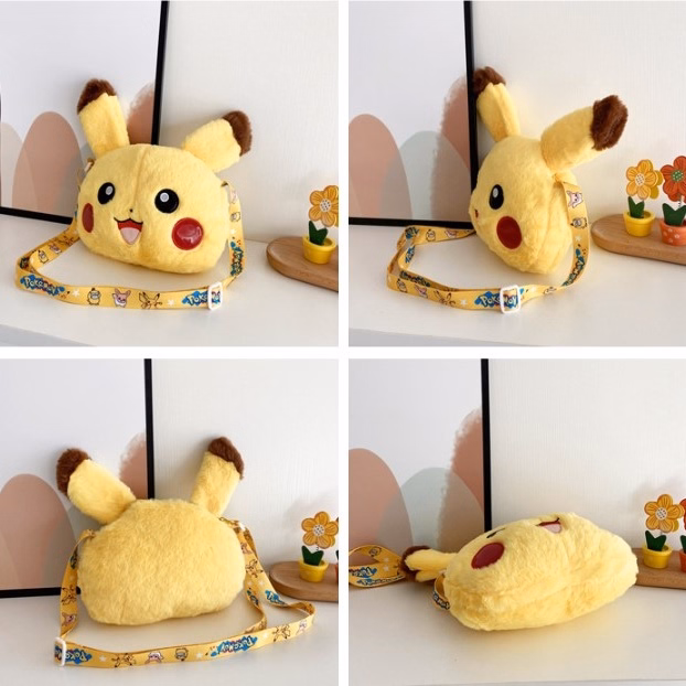 Túi Pikachu Đeo Chéo Siêu Dễ Thương, Túi Đeo Chéo Thú Bông Pokemon Có Dây Đeo In Hình Độc Lạ - Dmastore - Ảnh 7