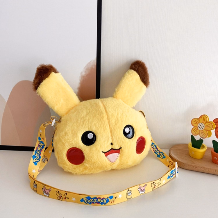 Túi Pikachu Đeo Chéo Siêu Dễ Thương, Túi Đeo Chéo Thú Bông Pokemon Có Dây Đeo In Hình Độc Lạ - Dmastore