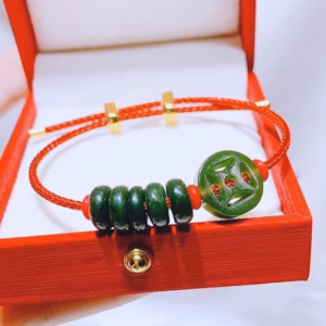 Vòng Tay Xu Kim Tiền Ngũ Điếu Ngọc Bích Thiên Nhiên - Thắng Giang