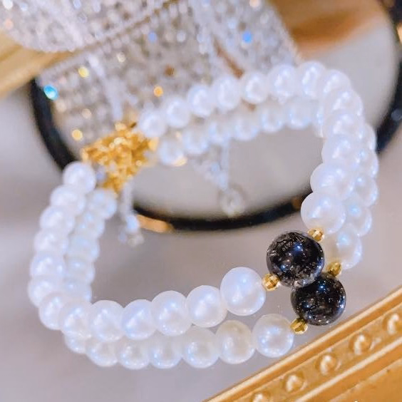 Vòng Tay Ngọc Trai Nuôi Thiên Nhiên Gắn Đá Phong Thủy - Thắng Giang