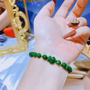 Vòng Tay Túi Tiền Ngọc Cẩm Thạch Sơn Thuỷ Phối Bi Vàng Tây 10 Kara - Thắng Giang