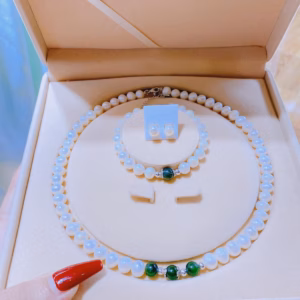 Bộ Trang Sức Ngọc Trai Nuôi Nước Ngọt Thiên Nhiên Phối Đá Phong Thủy Charm Bạc Ta - Thắng Giang