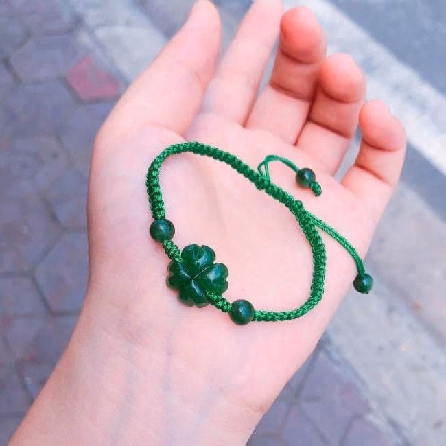 Vòng Tay Cỏ Bốn Lá Ngọc Bích Cannada Tết Chỉ May Mắn - Thắng Giang - Ảnh 2