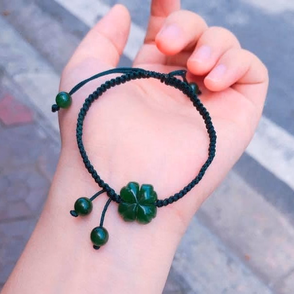 Vòng Tay Cỏ Bốn Lá Ngọc Bích Cannada Tết Chỉ May Mắn - Thắng Giang - Ảnh 3
