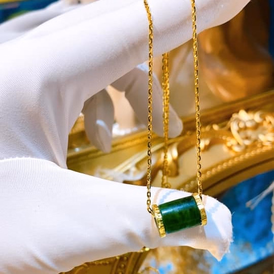 Mặt Dây Chuyền Lu Thống Ngọc Cẩm Thạch Thiên Nhiên Bọc Vàng Tây 10 Kara - Thắng Giang - Ảnh 4