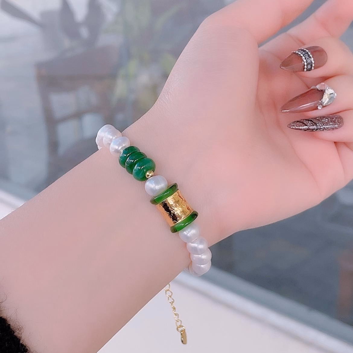 Vòng Tay Ngọc Trai Nuôi Nước Ngọt Thiên Nhiên Phối Lu Thống Đá Phong Thủy - Thắng Giang - Ảnh 3