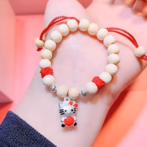 Vòng Tay Dâu Tằm Phối Mèo Bạc Ta Dành Cho Bé - Thắng Giang