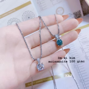 Dây Chuyền Bạc Ý Xi Bạch Kim Đính Kim Cương Moissanite Tặng Kèm Kiểm Định Quốc Tế - Thắng Giang