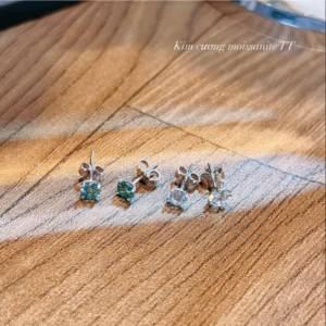 Bông Tai Vàng Trắng Bọc Kim Cương Moissanite Tặng Kèm Kiểm Định Quốc Tế - Thắng Giang